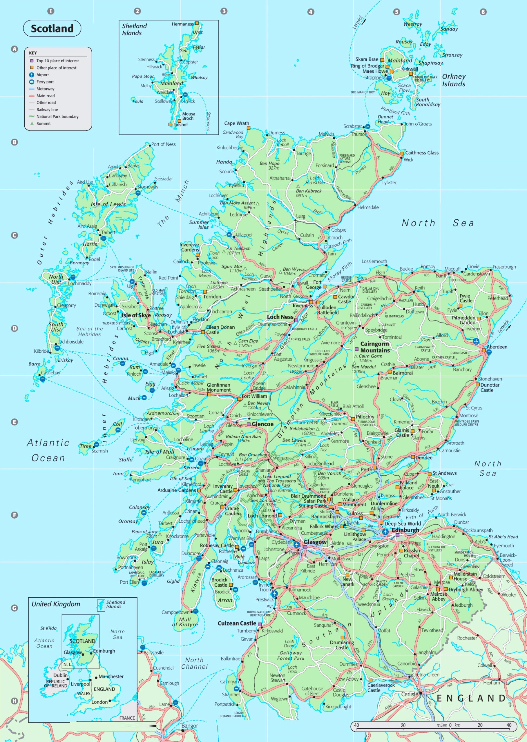 Detailed Map Of Scotland - Ontheworldmap with Printable Map Of Scotland Free