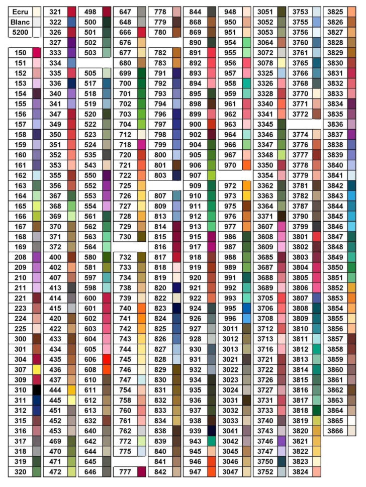 Free Printable Dmc Color Chart For Diamond Painting