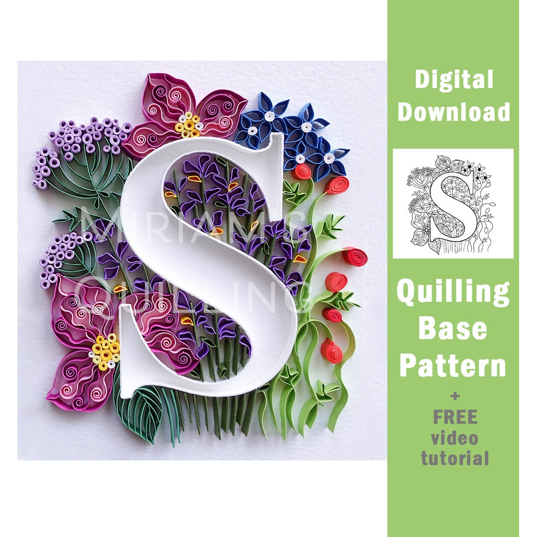 Digital Download, Base Paper Quilling Typography Outline | Digital pertaining to Free Printable Quilling Monogram Patterns