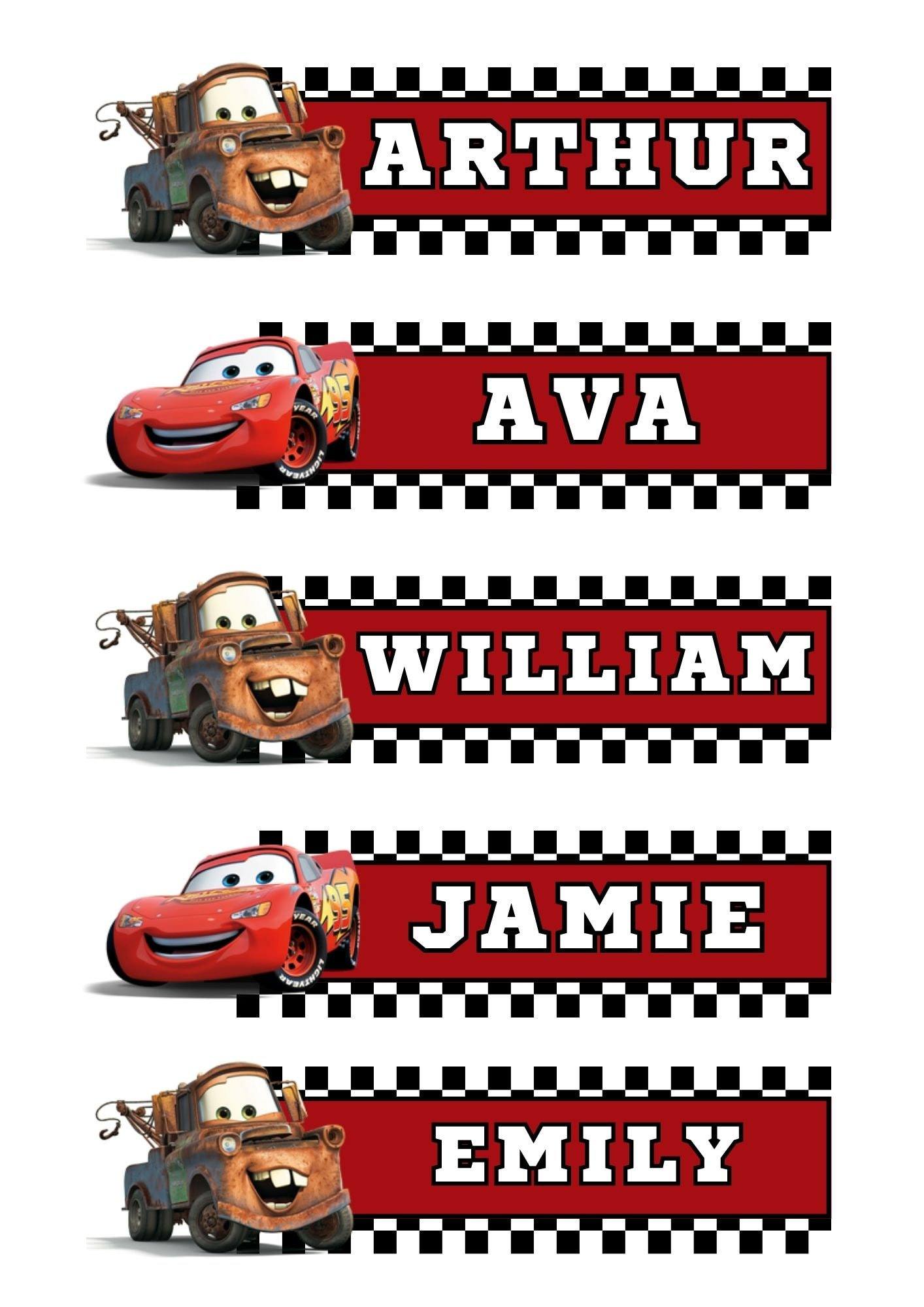 Digital File Cars Name Tags | Birthday Party Labels | Personalised pertaining to Car Name Tags Free Printable