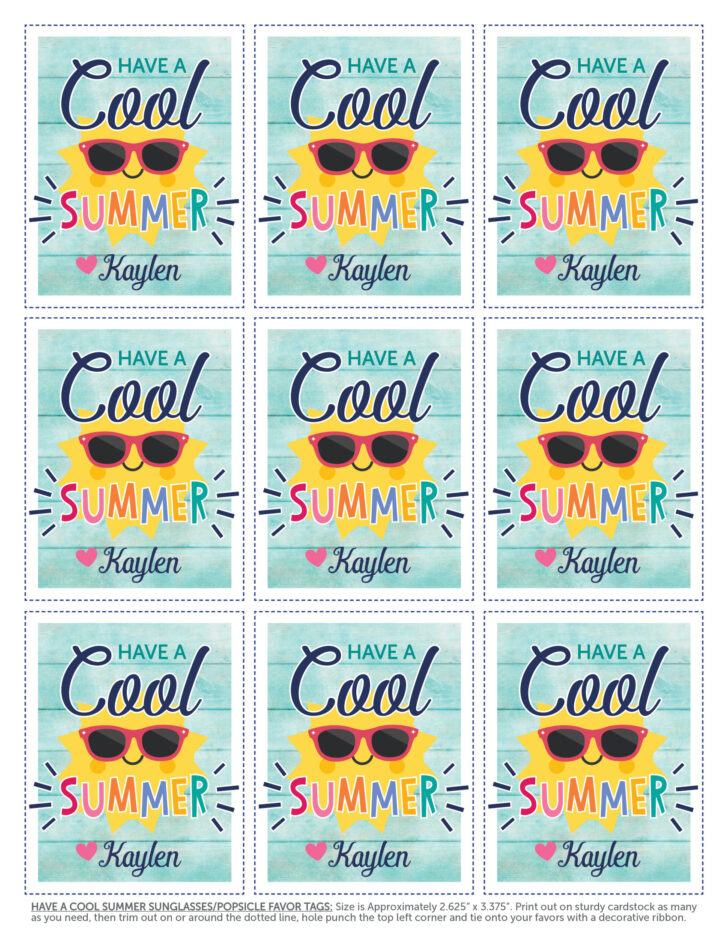 Have a Cool Summer Free Printable Tags