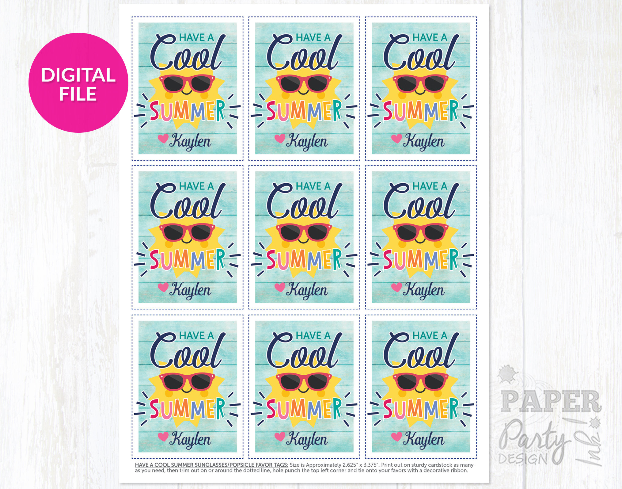 Digitale Have A Cool Summer Tags, Sommer Gunst Tags Für Die Schule pertaining to Have a Cool Summer Free Printable Tags