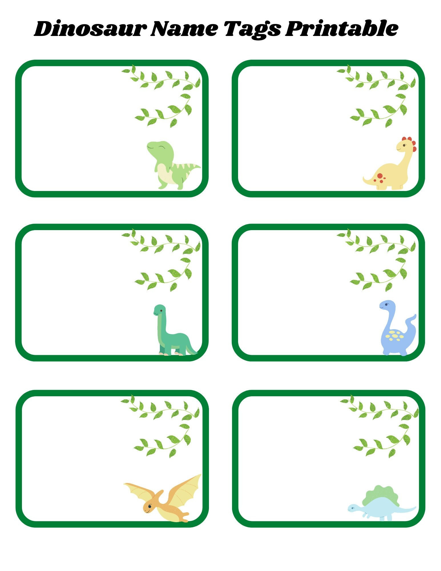 Dinosaur Children&amp;#039;S Name Tag [Instant Download] 8X11 Nametag within Dinosaur Name Tag Free Printable