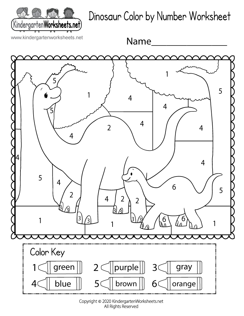 Dinosaur Colornumber Worksheet - Free Printable, Digital, &amp;amp; Pdf intended for Free Dinosaur Math Printables