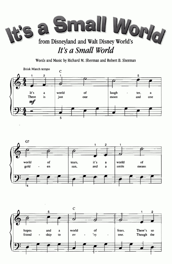 Disney It&amp;#039;S A Small World Easy Piano Sheet Music | Easy Sheet Music pertaining to Free Printable Disney Piano Music