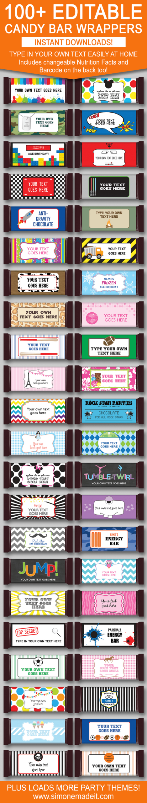 Diy Candy Bar Wrapper Templates | Party Favors | Chocolate Bar Labels with regard to Free Printable Chocolate Bar Wrappers Templates
