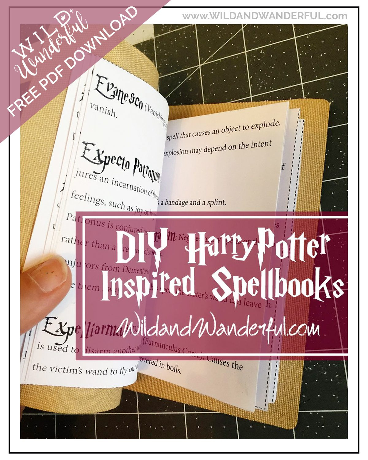 Diy Harry Potter Spellbook + Printable | Wild+Wanderful with regard to Free Printable Book of Spells