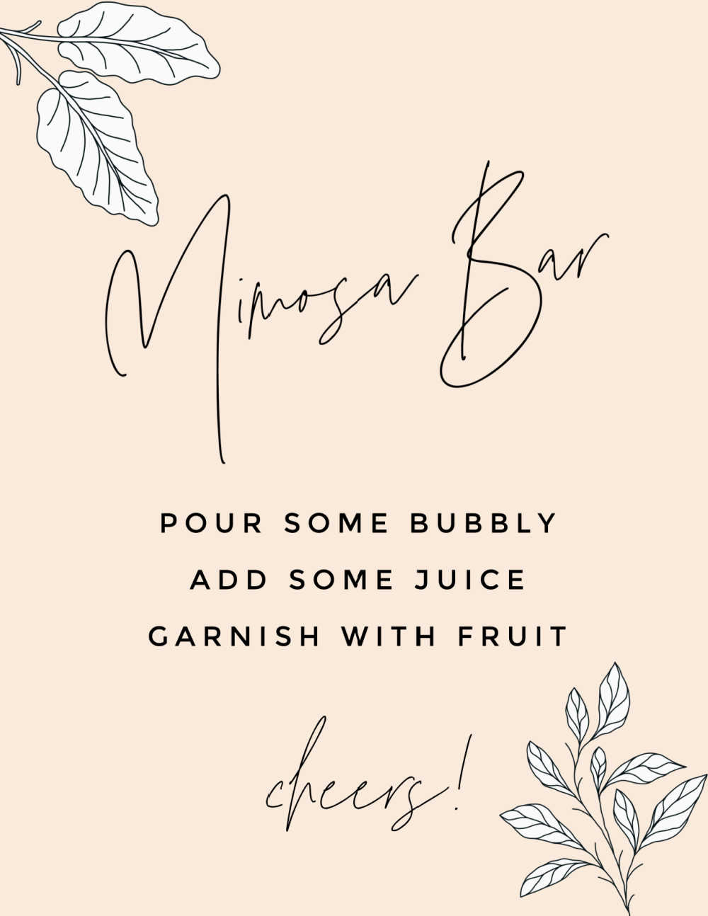 Diy Mimosa Bar Cart With Free Printable Mimosa Bar Sign | regarding Free Printable Mimosa Bar