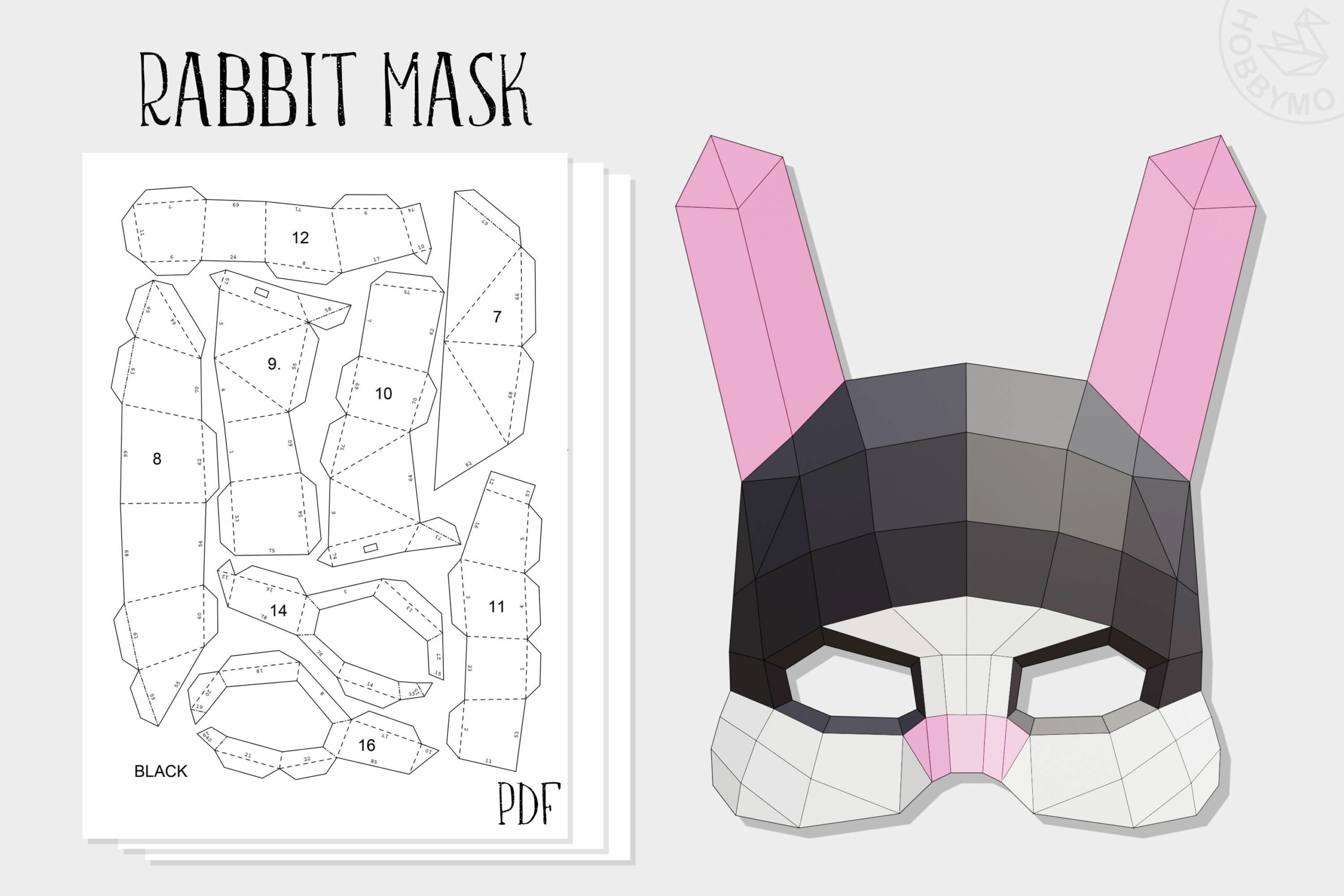 Diy Paper Rabbit Mask Papercraft Printable Pdf in Free Paper Mask Template