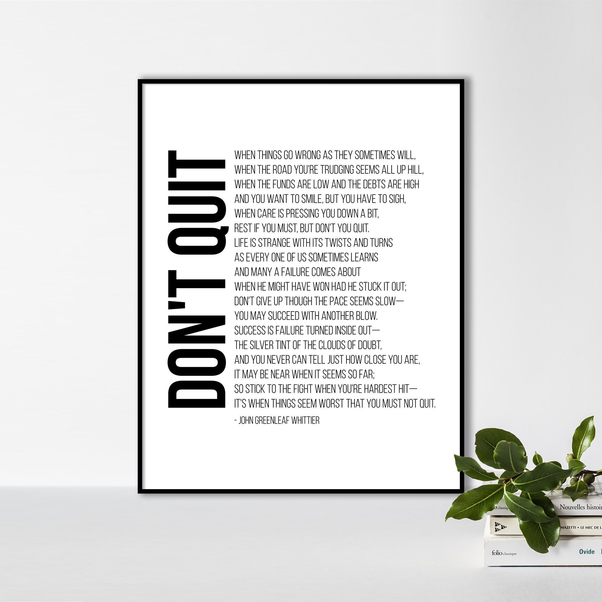 Don&amp;#039;T Quit Poem Print, Printable Quote Poster Wall Art, Poetry for Free Printable Don T Quit Poem