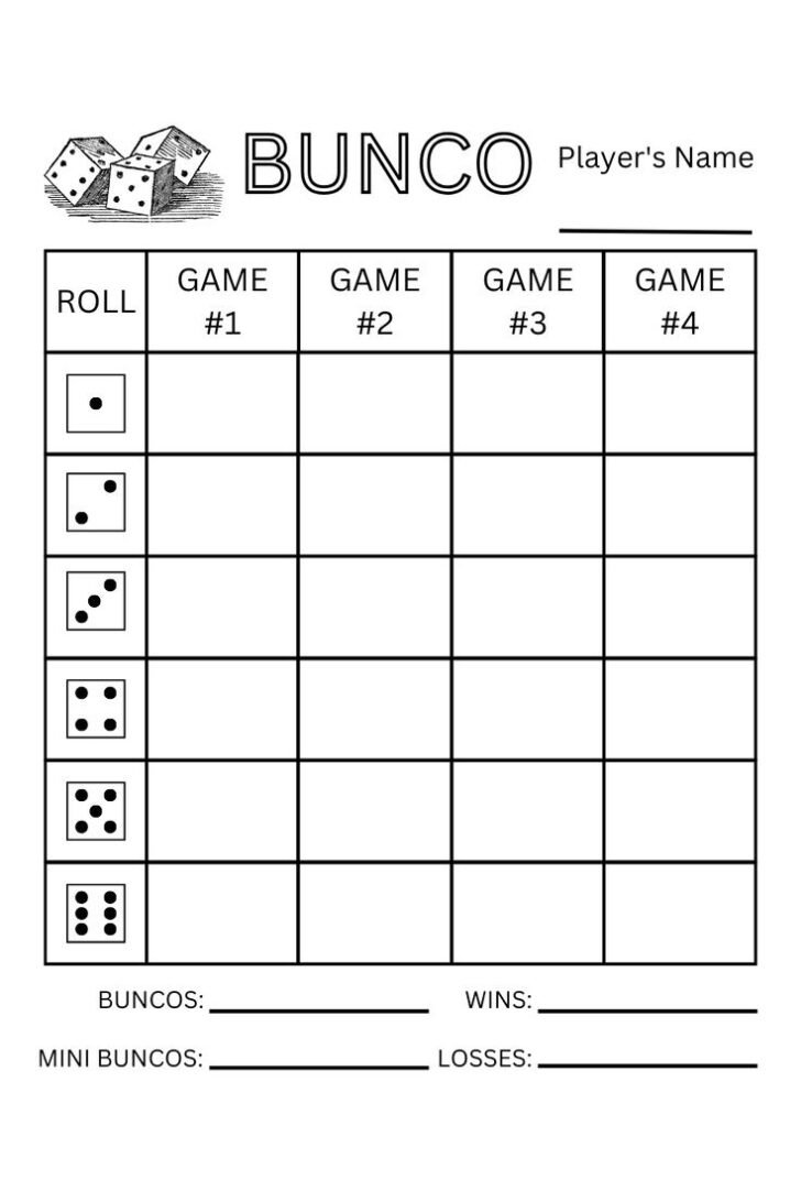 Free Bunco Printables