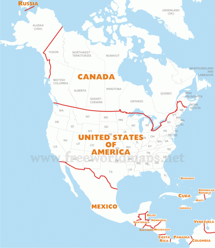 Free Printable Map North America