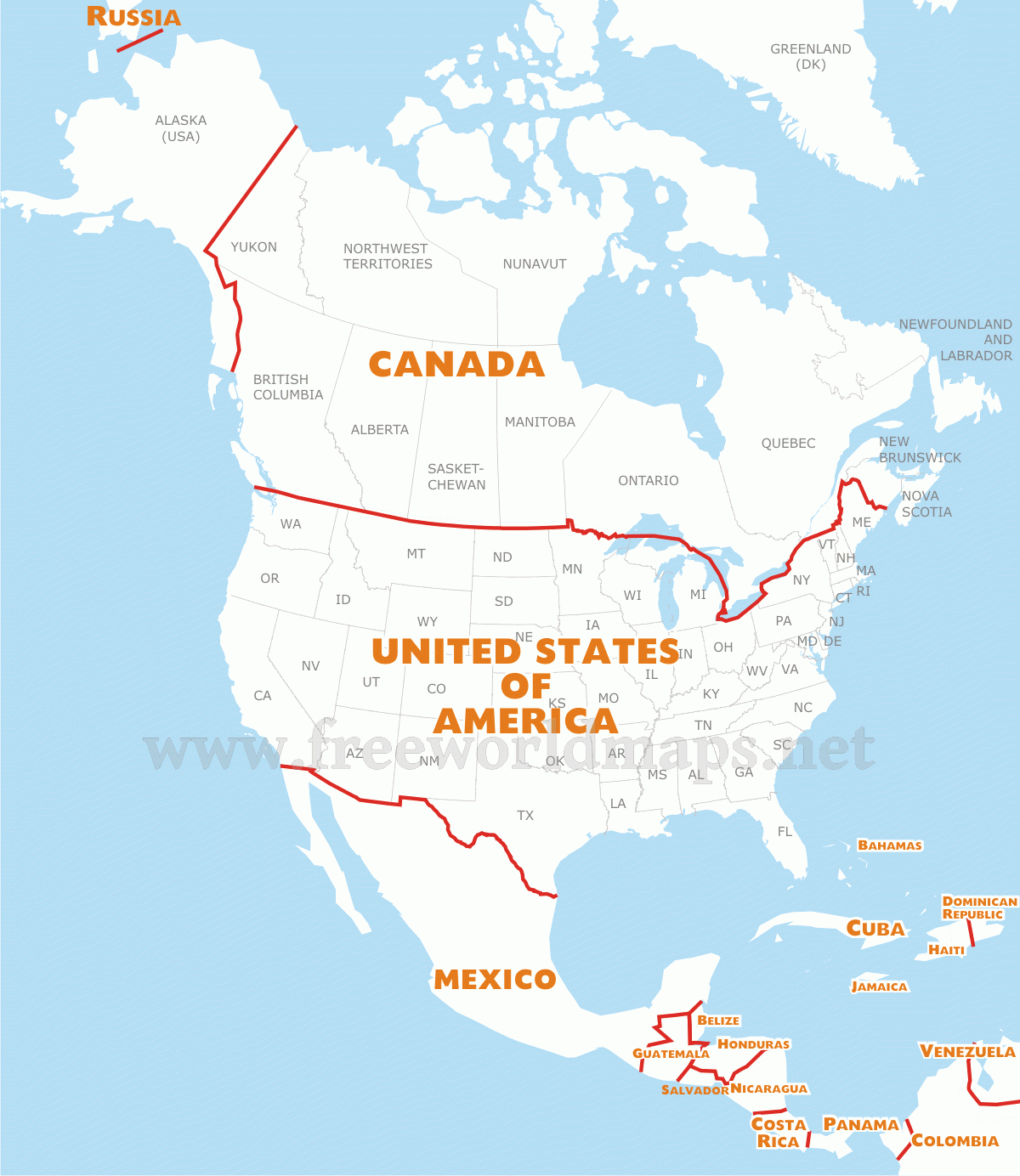 Download Free North America Maps inside Free Printable Map North America