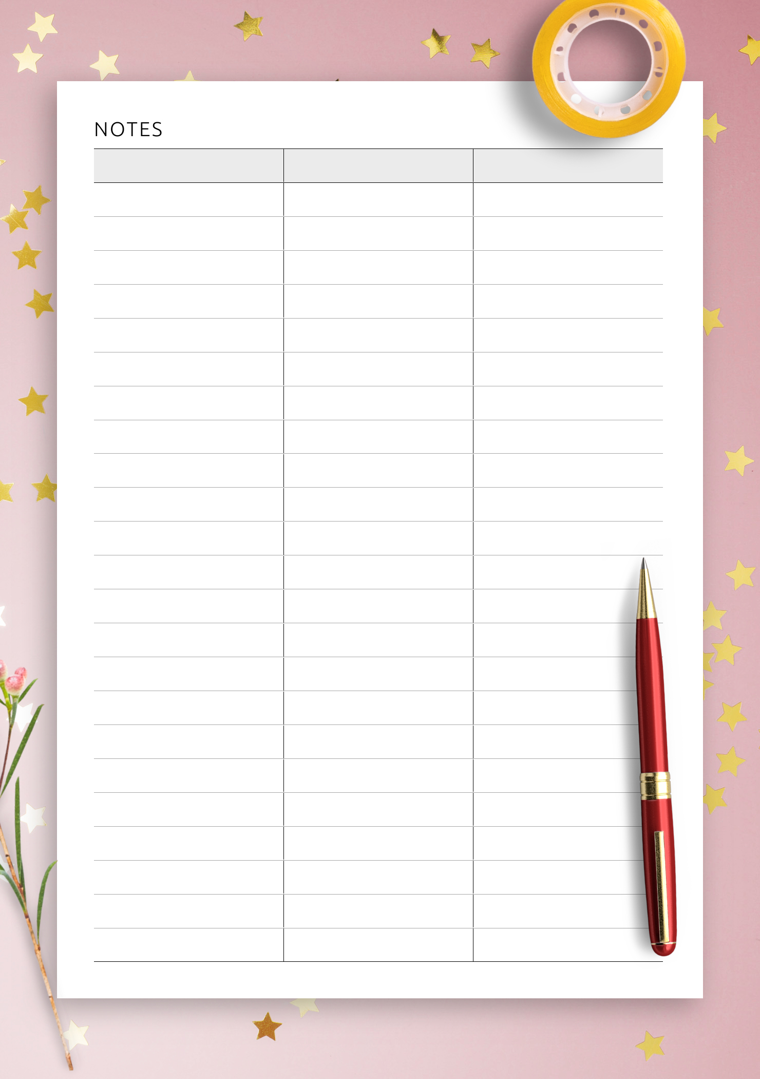Download Printable Table 3-Column Pdf with Free Printable 3 Column Spreadsheet