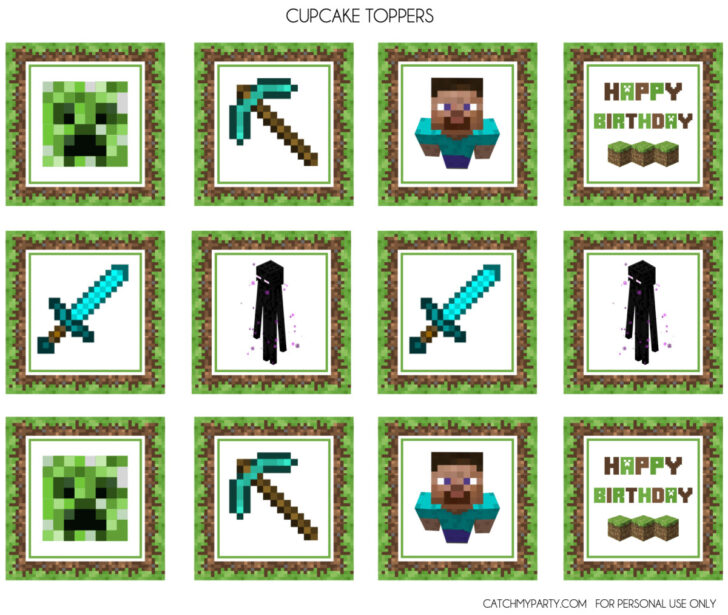 Free Printable Minecraft Cupcake Toppers