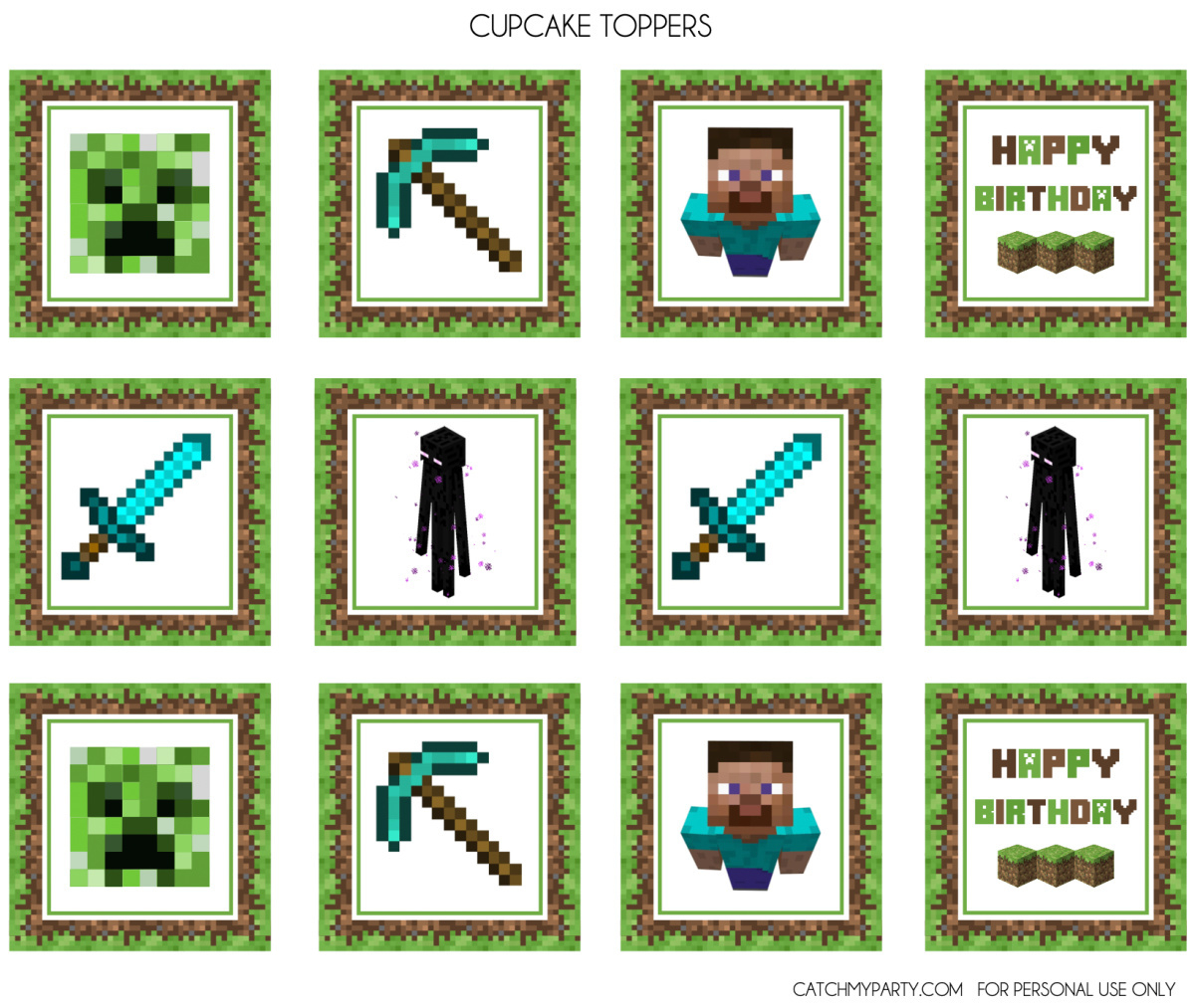 download these awesome free minecraft party printables catch my intended for free printable minecraft cupcake toppers Download These Awesome Free Minecraft Party Printables! | Catch My intended for Free Printable Minecraft Cupcake Toppers