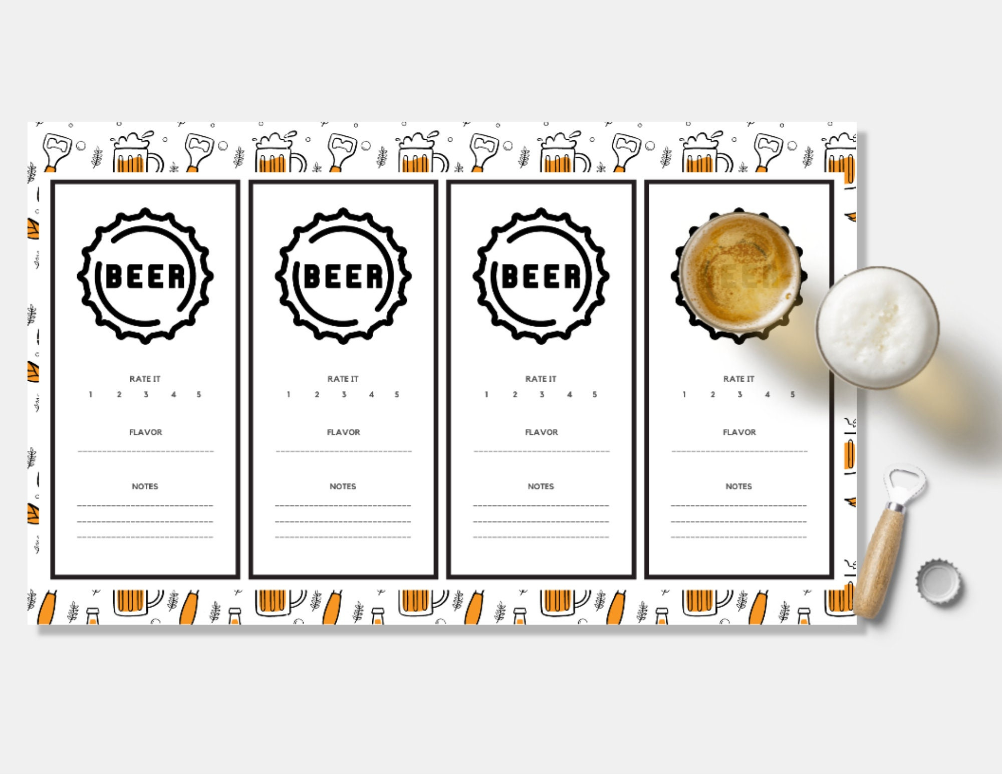 Druckbar: Beer Tasting Score Sheet / Tischset - Etsy.de regarding Beer Tasting Free Printables