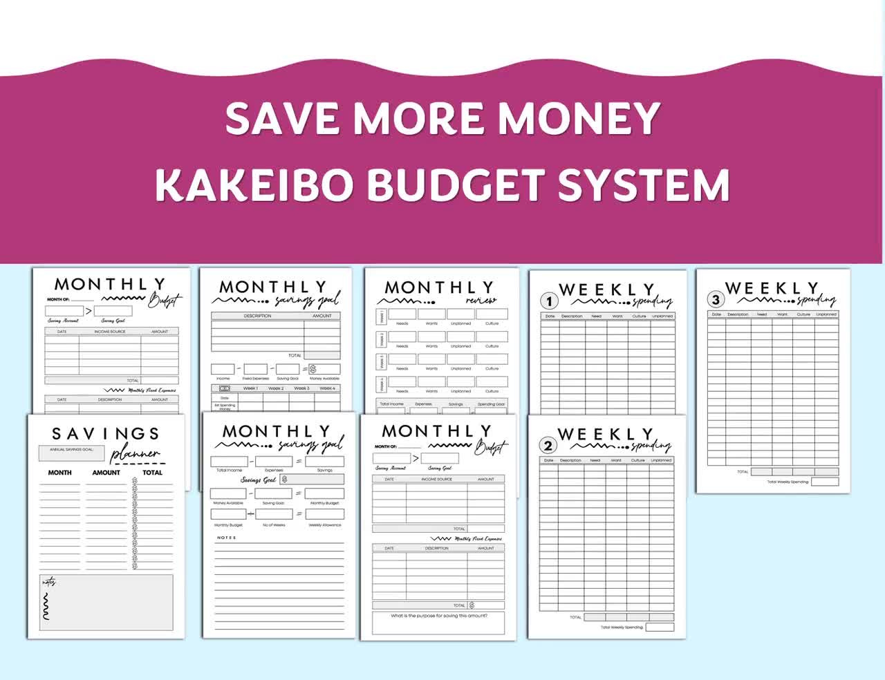 Druckbarer Buchhaltungsplaner, Kakeibo Budget Buch, Wöchentlich Monatlicher Budget Tracker, Kostenplaner Pdf Zum Ausdrucken for Kakeibo Free Printable