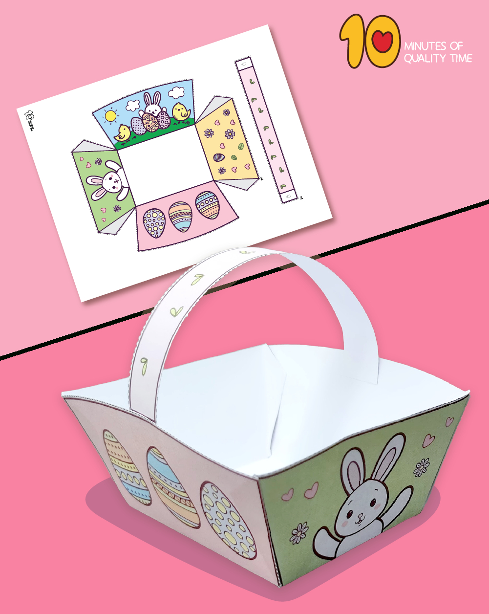 easter basket template craft 10 minutes of quality time inside printable easter basket Easter Basket Template Craft – 10 Minutes Of Quality Time inside Printable Easter Basket