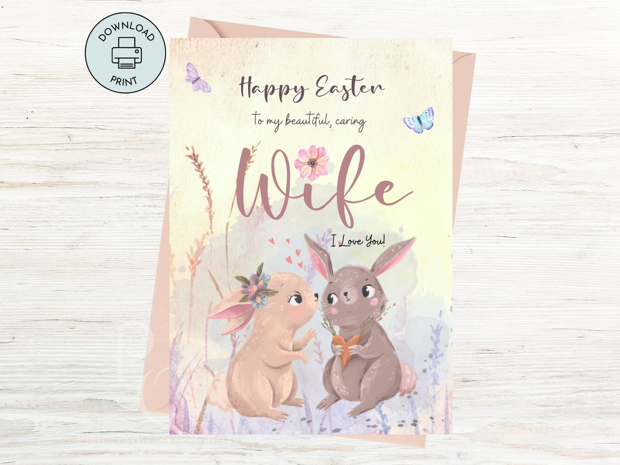 Easter Card For Wife - Etsy Uk inside Printable Easter Card For My Wife