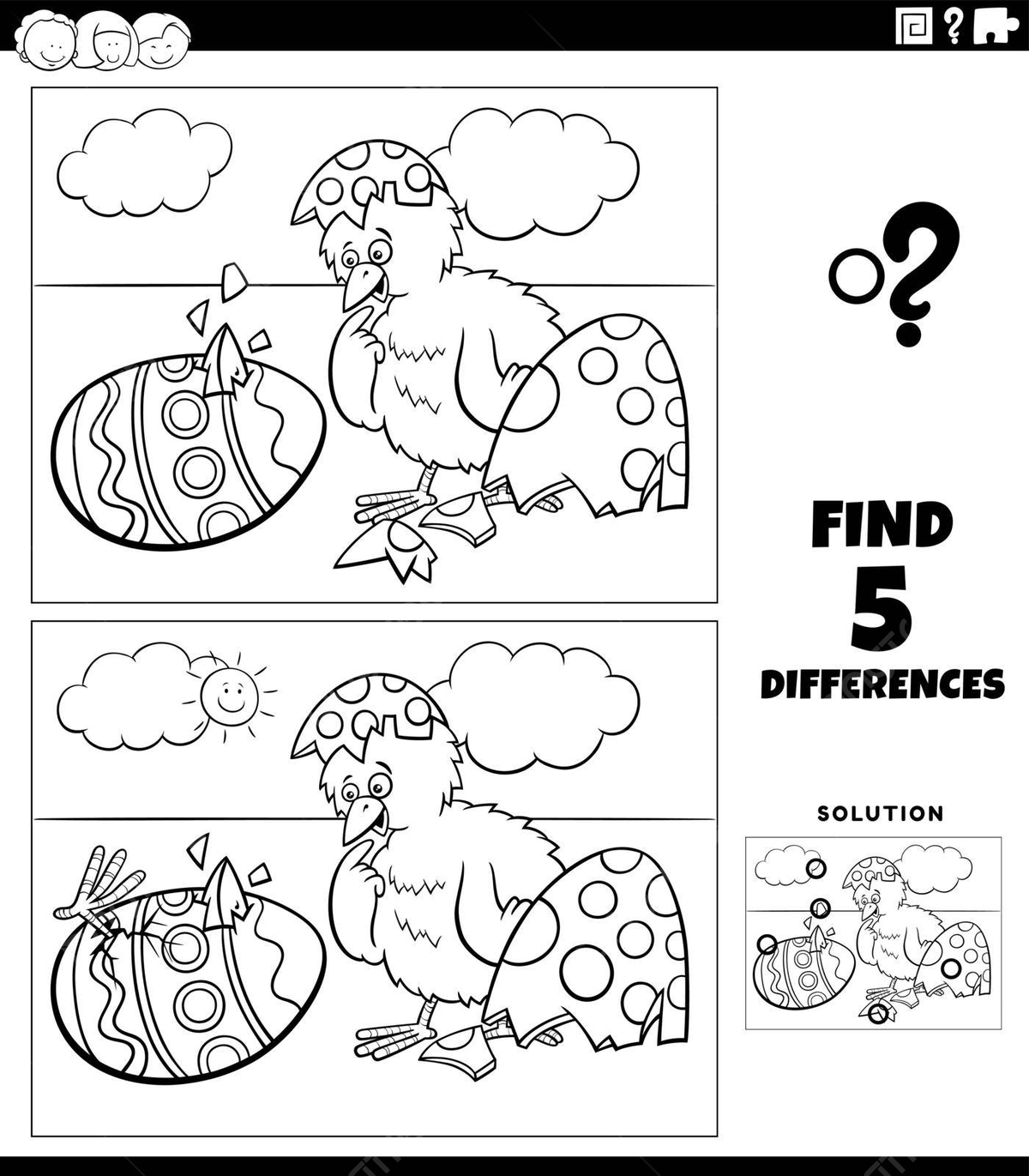 Easter Chicks Spot The Differences Coloring Game Variations Find pertaining to Free Printable Easter Spot The Difference