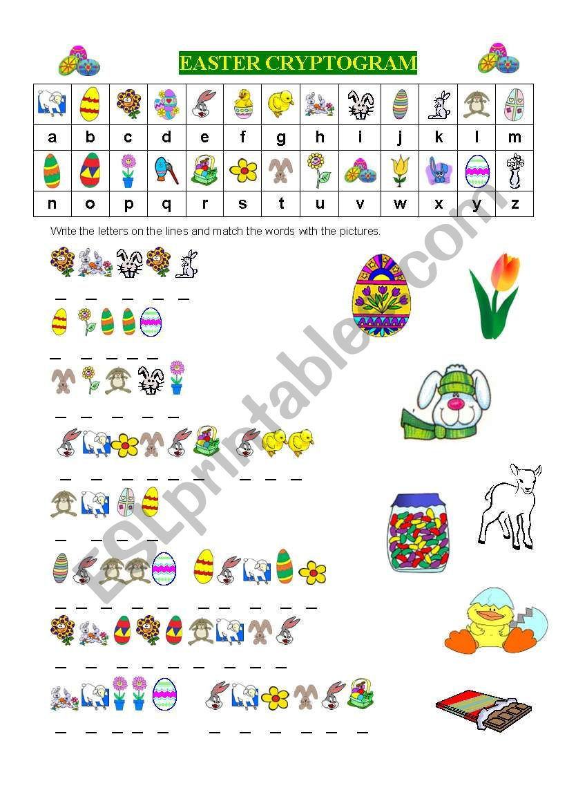 Easter Cryptogram - Esl Worksheetjecika in Free Printable Intermediate Cryptograms