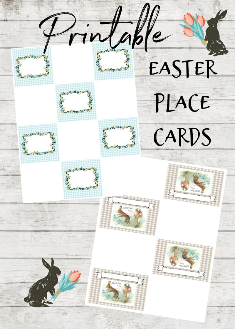 Easter Gingham Place Cards Free Printables - Diy Beautify for Free Printable Easter Name Cards