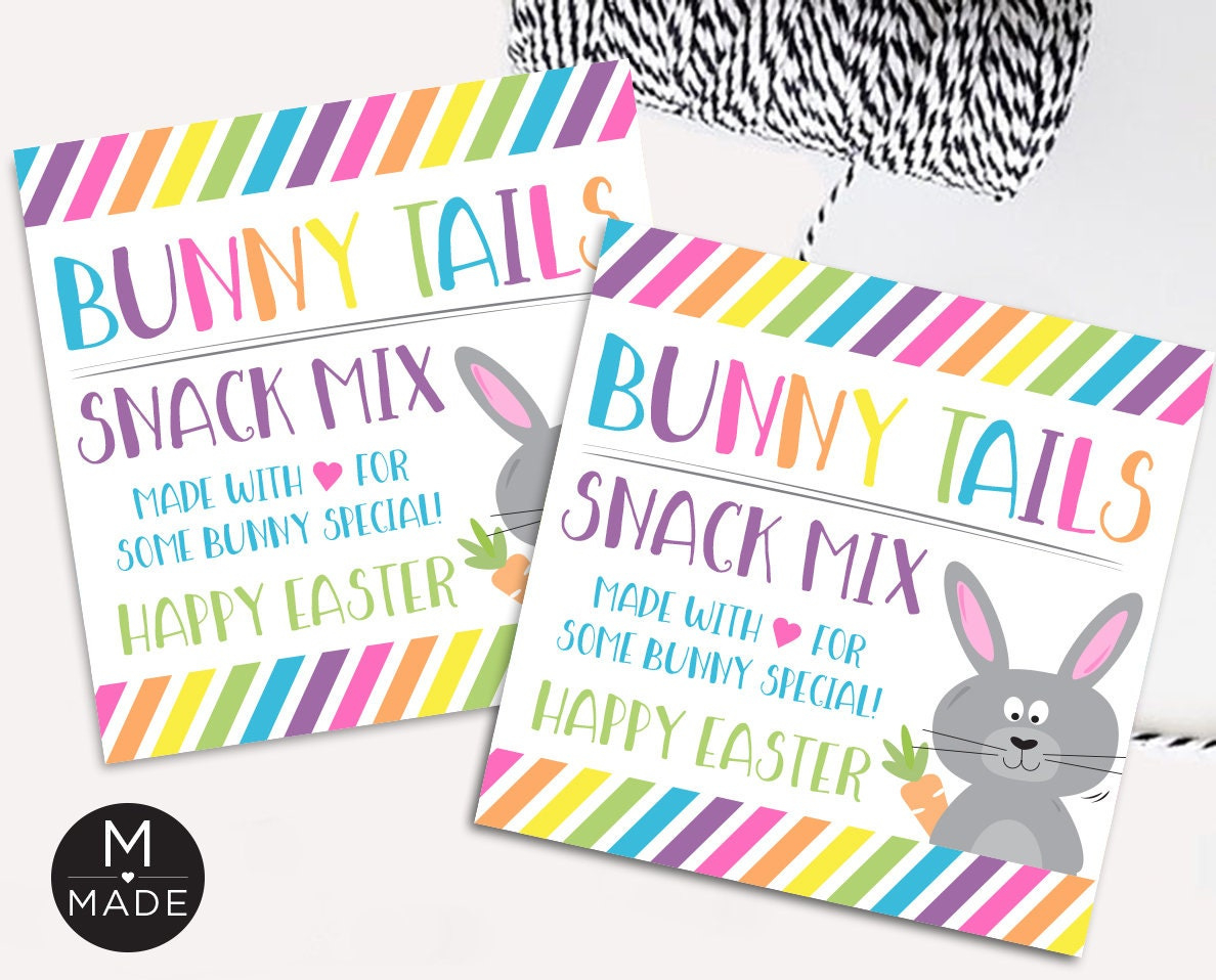 Easter Snack Mix Tags Trail Mix Baking Granola Homemade Snack Mix intended for Free Printable Easter Bunny Trail Mix Labels