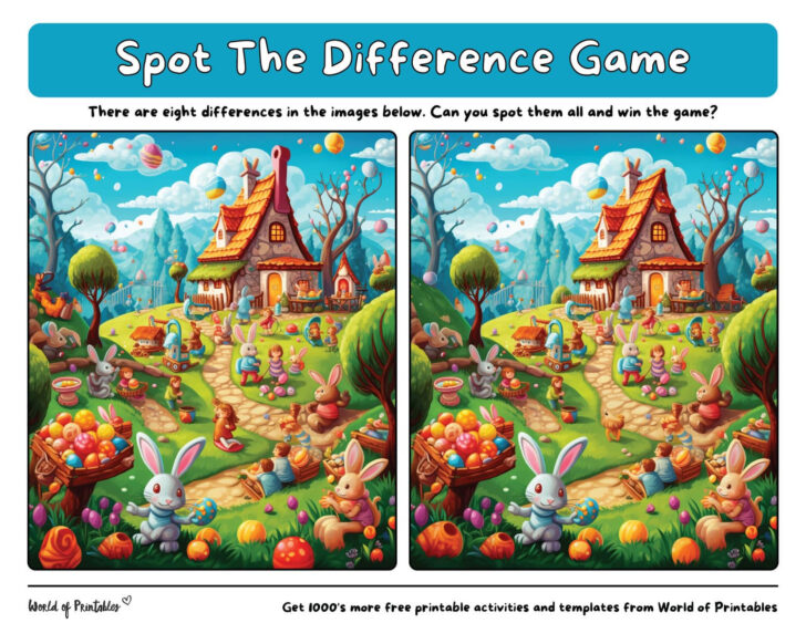 Free Printable Easter Spot the Difference with Answers