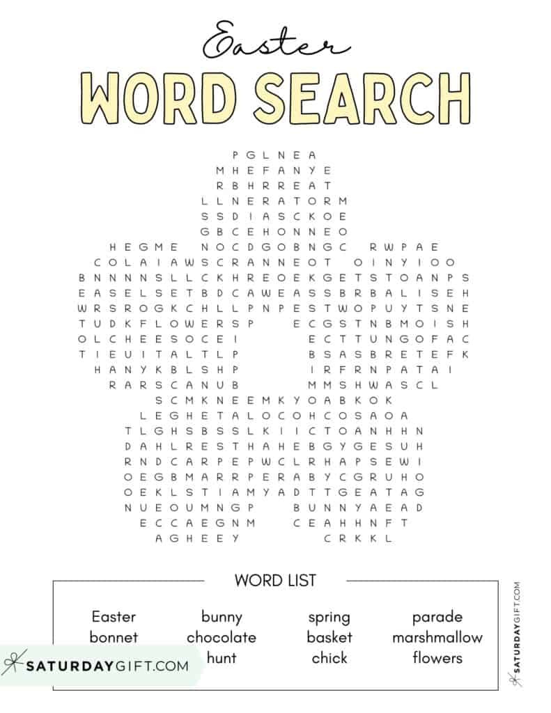 easter word search cute free printables saturdaygift pertaining to free printable easter puzzles for adults Easter Word Search - Cute & Free Printables | Saturdaygift pertaining to Free Printable Easter Puzzles For Adults
