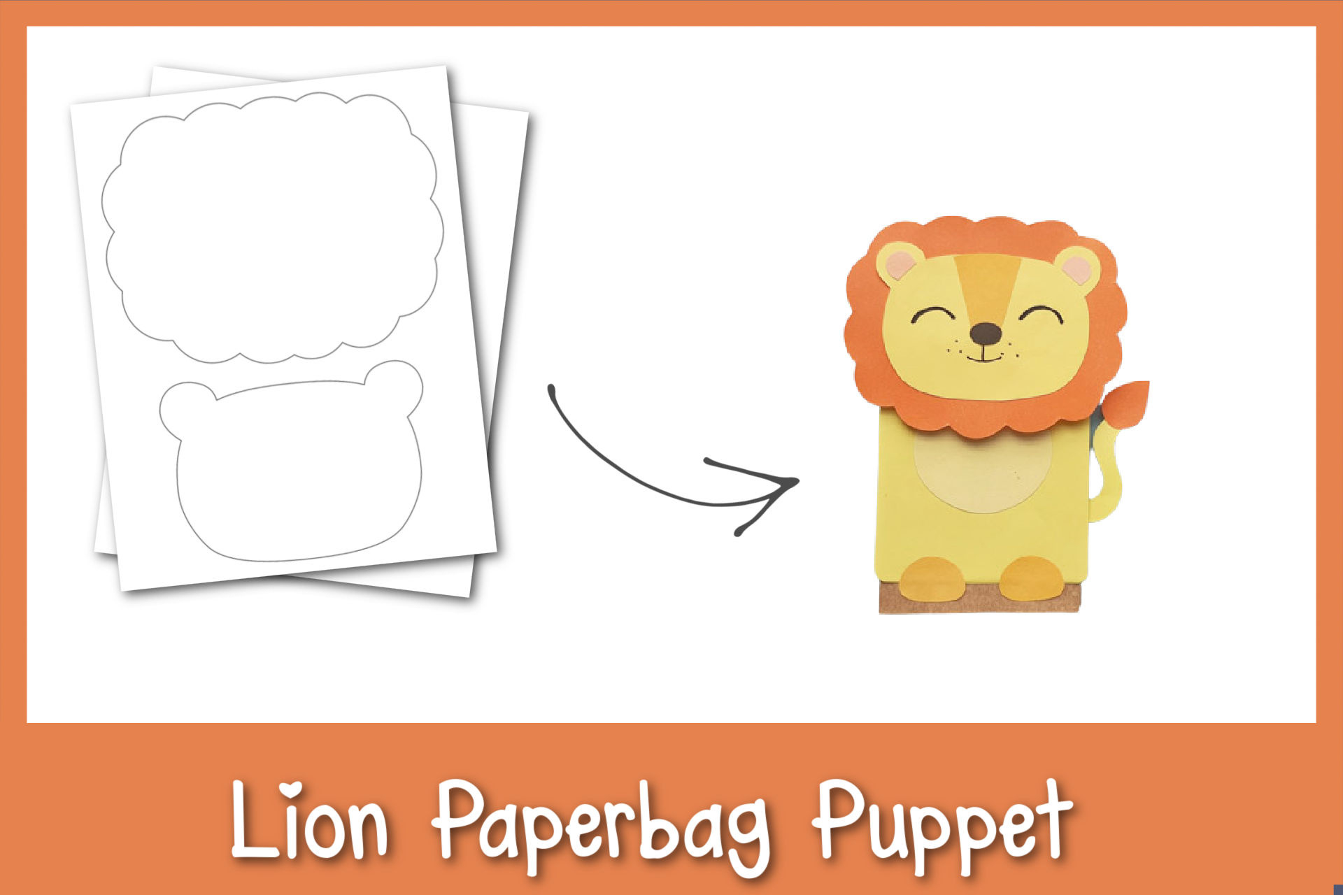 Easy &amp;amp; Fun Paper Bag Lion Puppet [Free Template] - Frosting And within Free Printable Paper Bag Puppets