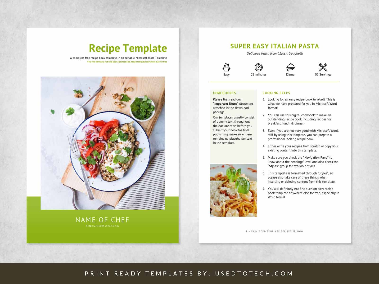 Easy Word Template For Recipe Book in Free Editable Recipe Templates For Microsoft Word