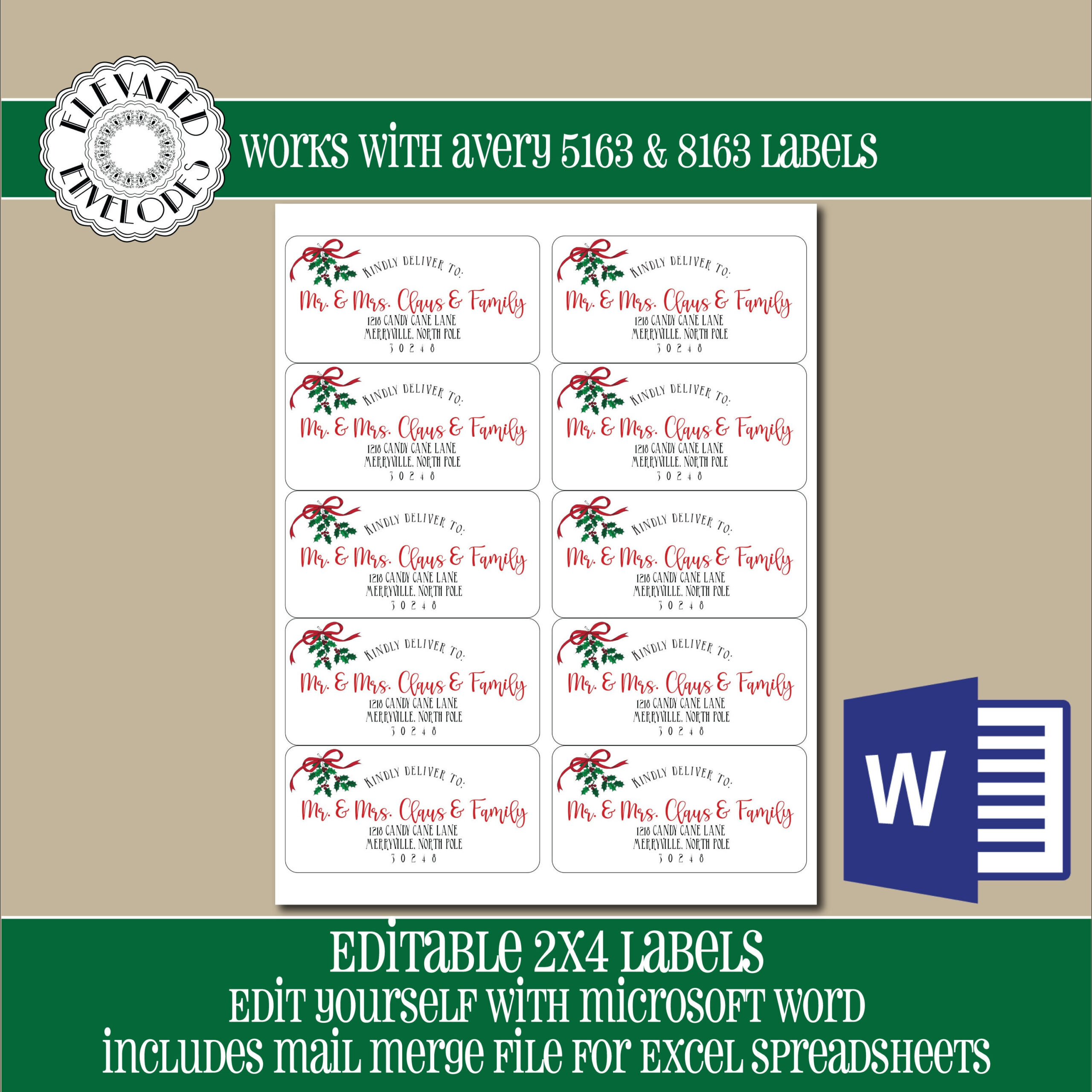Editable Christmas Address Label Template,2X4 Address Label throughout Free Printable Religious Christmas Return Labels