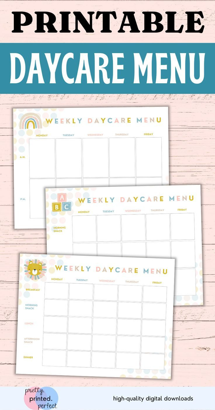 Editable Daycare Menu Printable pertaining to Free Printable Daycare Menus