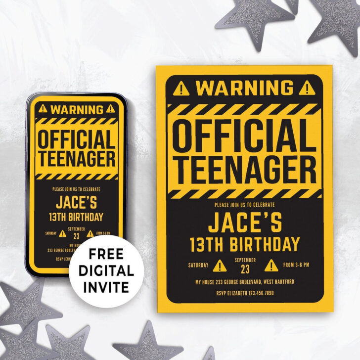 Free Printable 13th Birthday Party Invitations