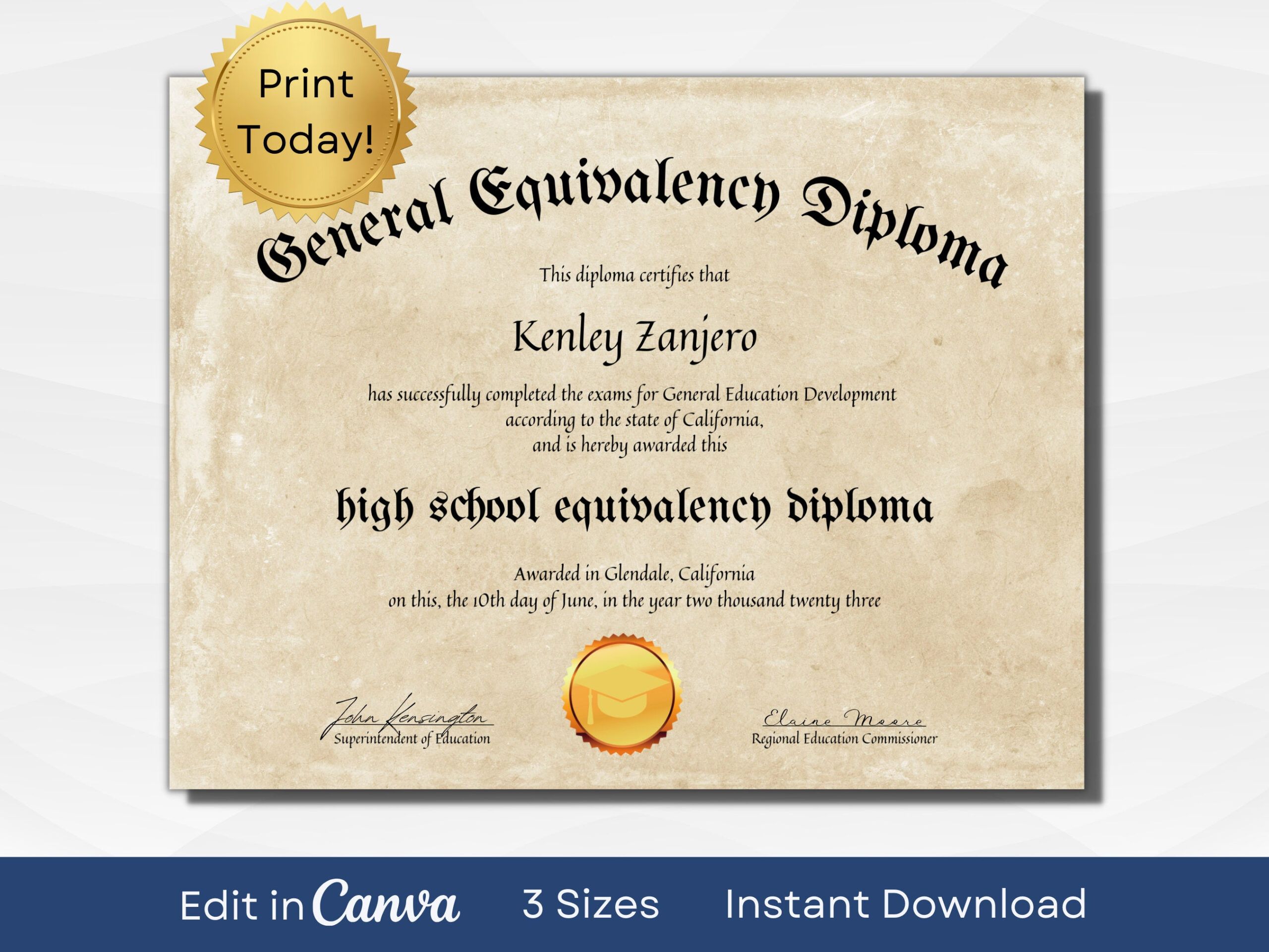 Editable Ged Certificate Template | Printable High School Diploma with regard to Free Printable Printable Ged Certificate