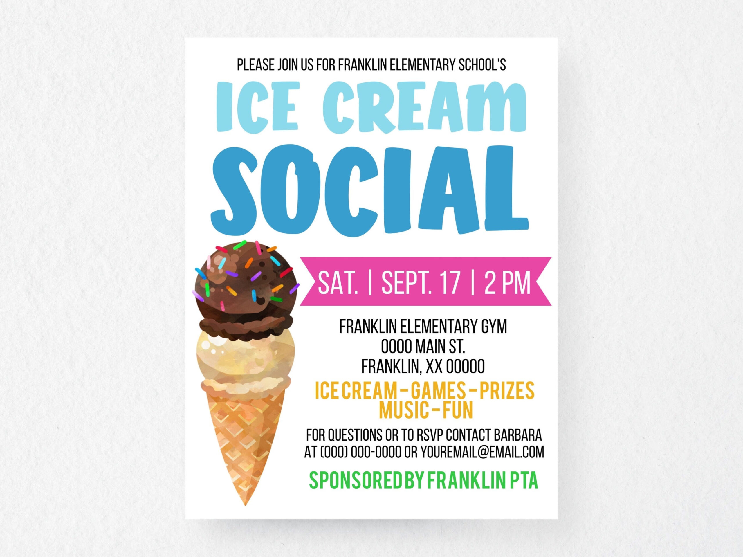 Editable Ice Cream Social Flyer Template - Etsy Uk with regard to Free Ice Cream Social Flyer Word Template