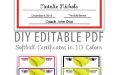 Editable Pdf Sports Team Softball Certificate Award Template In 10 with Softball Templates Free