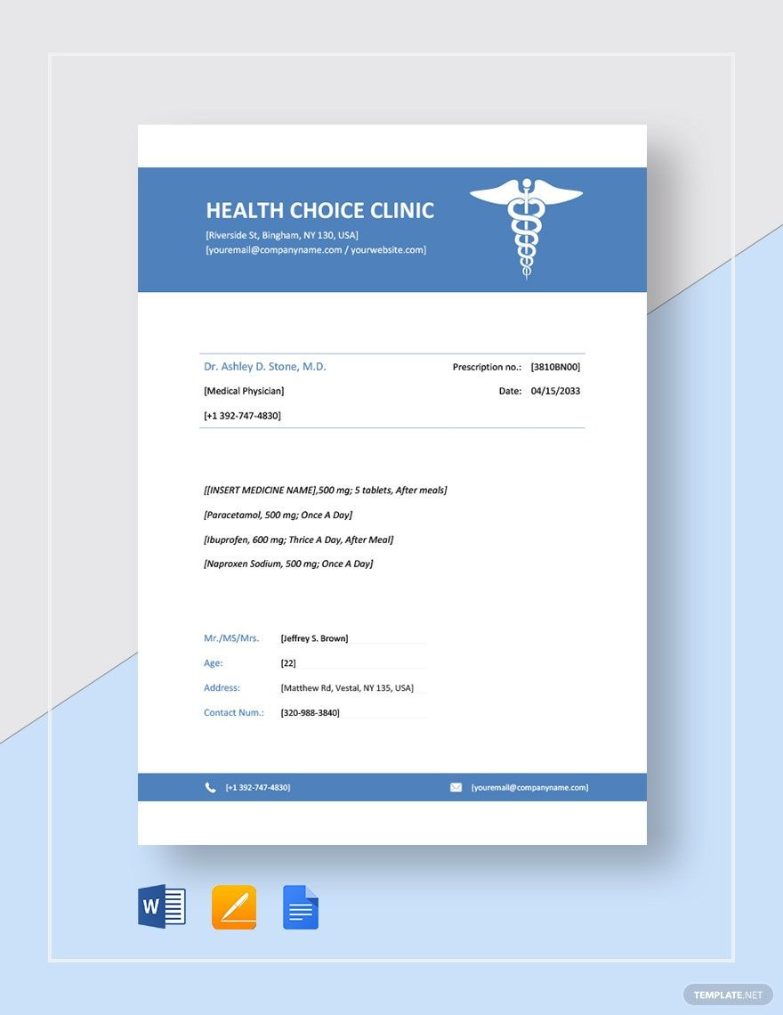 Editable Prescription Templates In Word To Download pertaining to Free Medical Prescription Templates