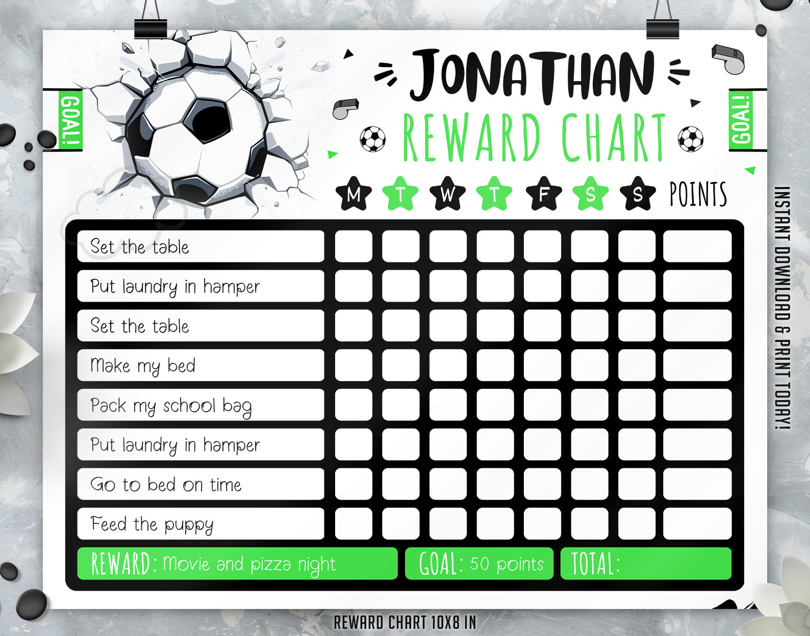 editable soccer reward chart soccer behavior chart chore chart inside football reward chart free printable Editable Soccer Reward Chart, Soccer Behavior Chart, Chore Chart inside Football Reward Chart Free Printable