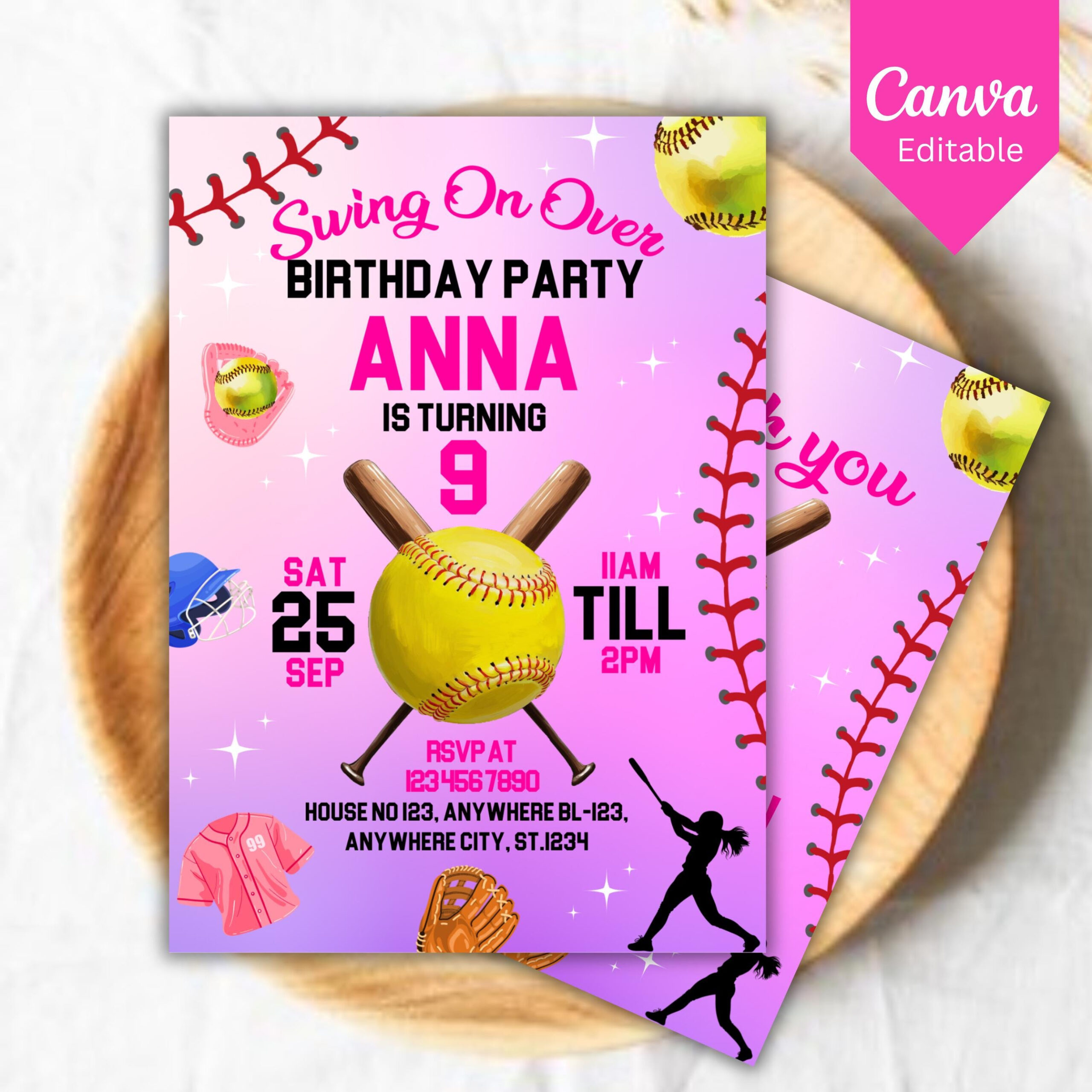 Editable Softball Birthday Invitation Template, Printable Sport regarding Free Printable Softball Party Invitations