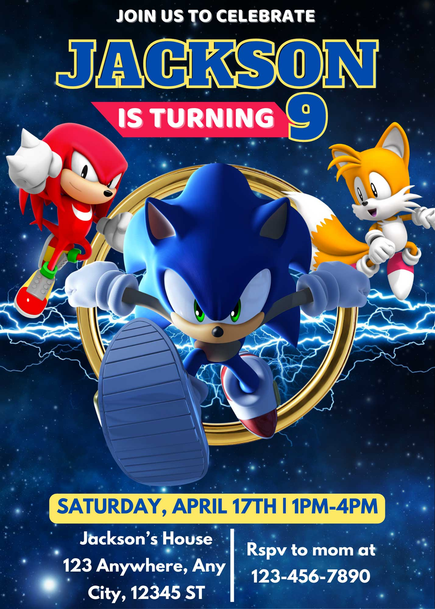 Editable Sonic The Hedgehog Birthday Invitation Template | Awesome Invite in Free Printable Sonic The Hedgehog Party Invitations