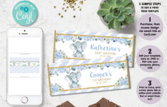 Editable Template, Elephant Chocolate Bar Wrappers, Hershey within Free Printable Baby Chocolate Wrappers