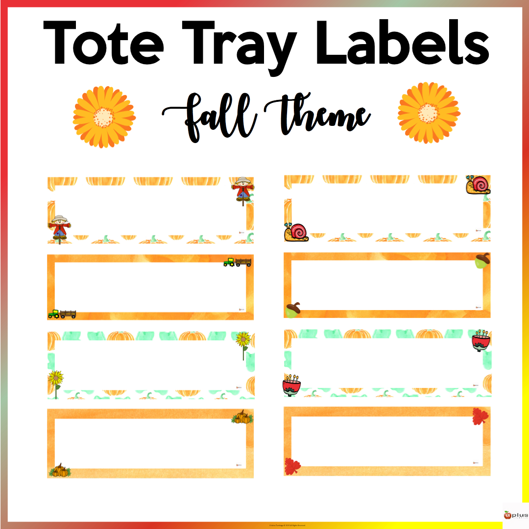 Editable Tote Tray Labels Fall Theme | Madeteachers with Free Printable Tray Labels