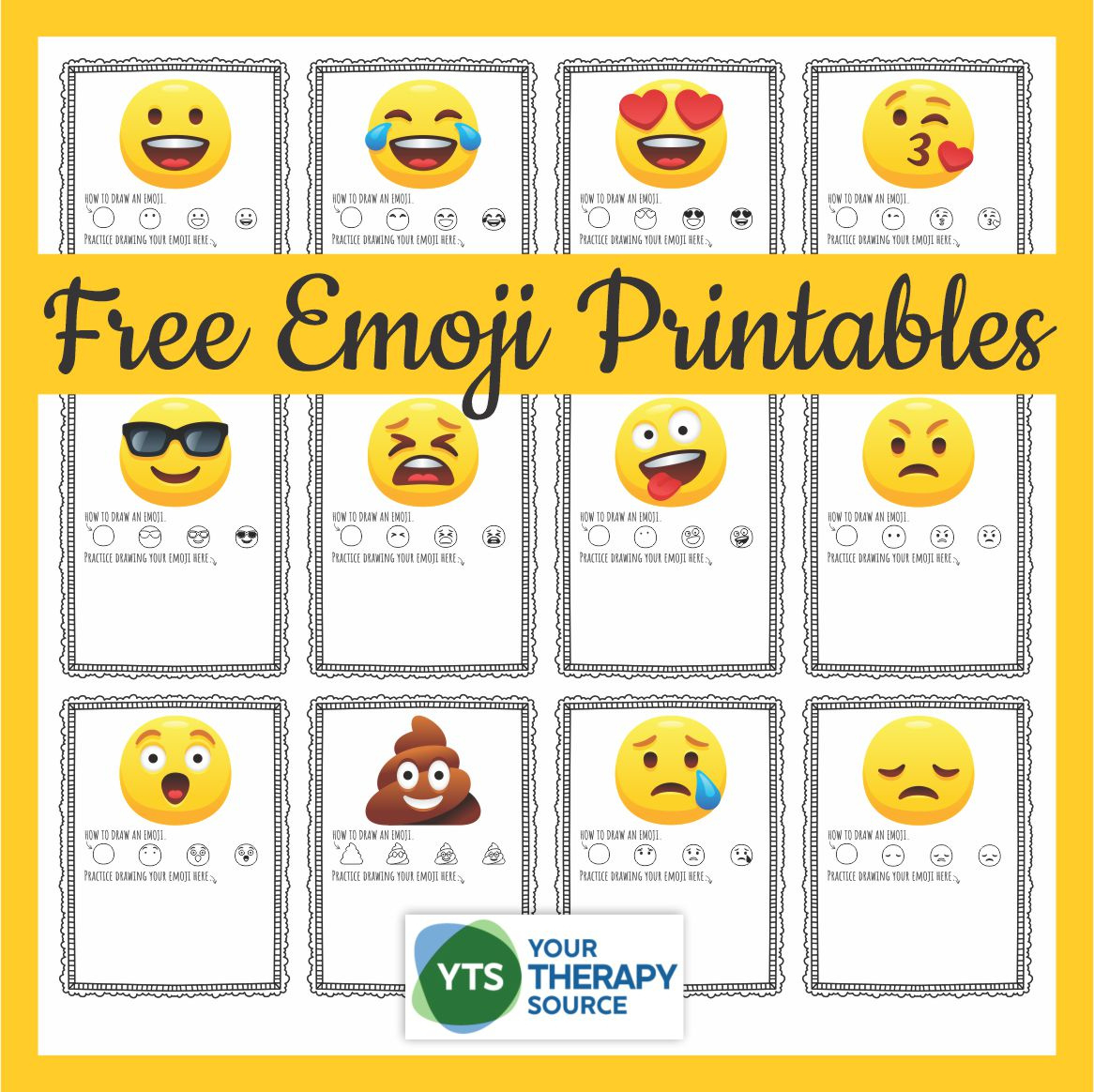 Emoji Printables - How To Draw Emoji Faces - Your Therapy Source inside Free Printable Emojis