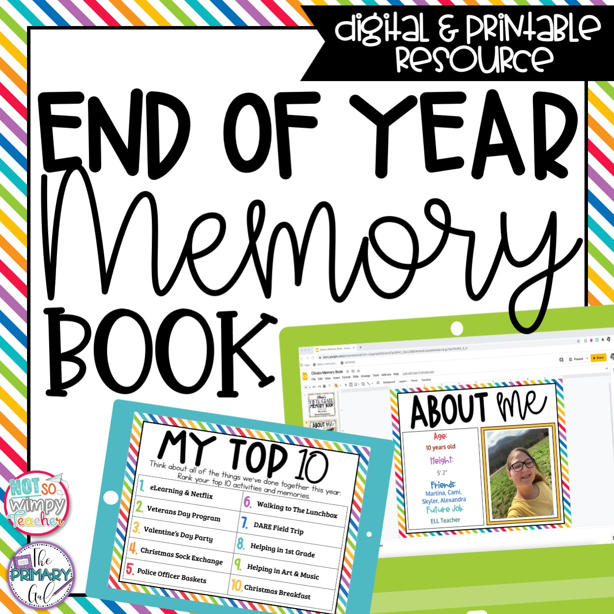 End Of Year Memory Book – Digital And Printable - Not So Wimpy Teacher with Free End of Year Memory Book Printables