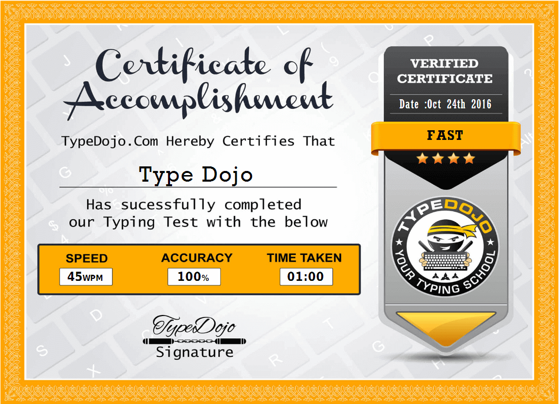 English Typing Test - Get Free Professional Certificatetypedojo with Free Typing Test with Printable Certificate