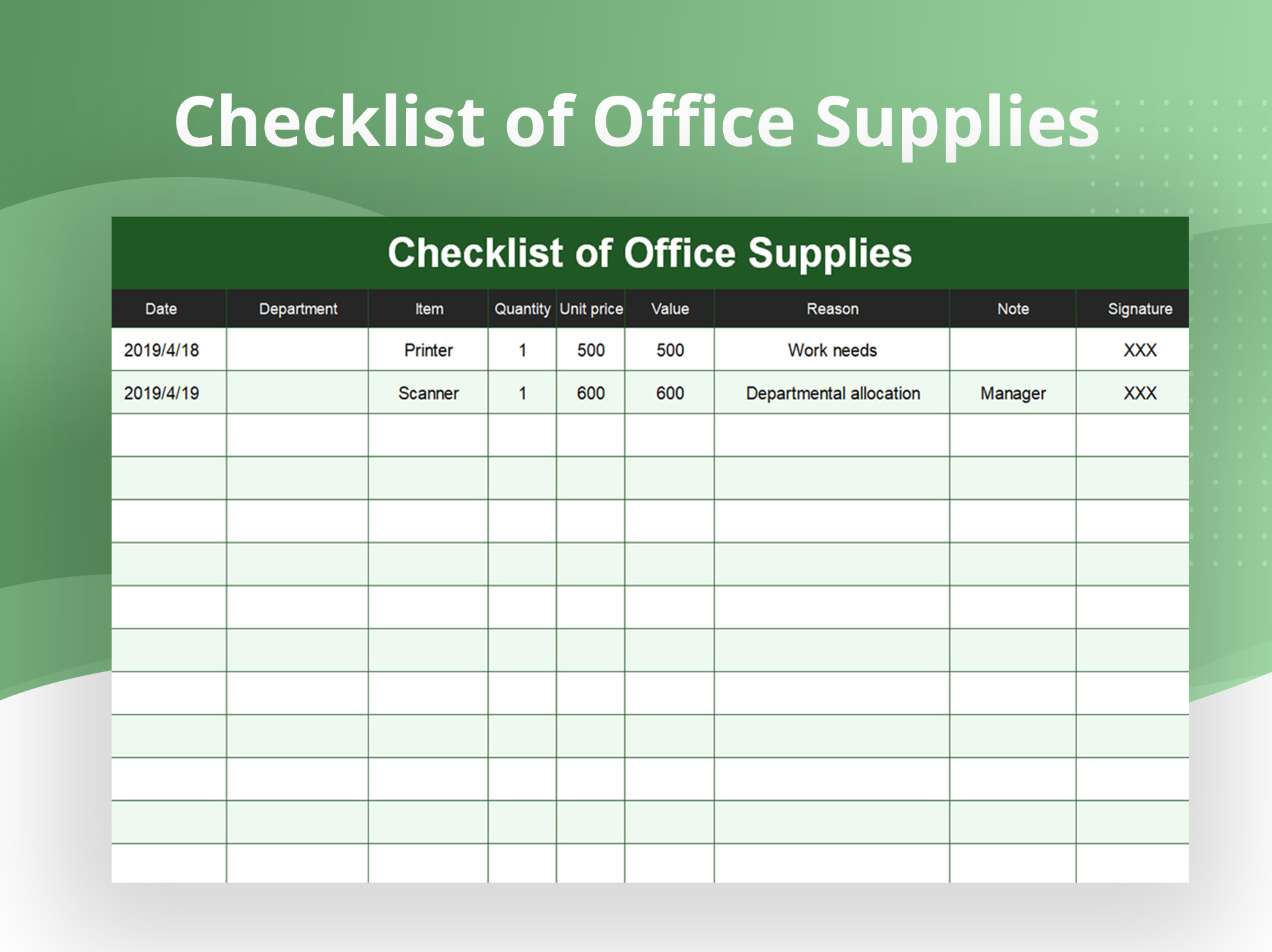 Excel Of Checklist Of Office Supplies.xlsx | Wps Free Templates with regard to Free Office Supply List Template