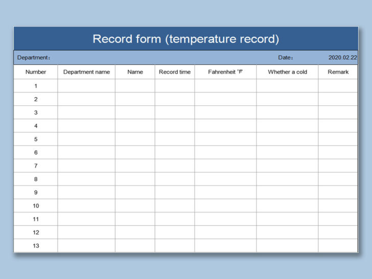 Free Temperature Log Template