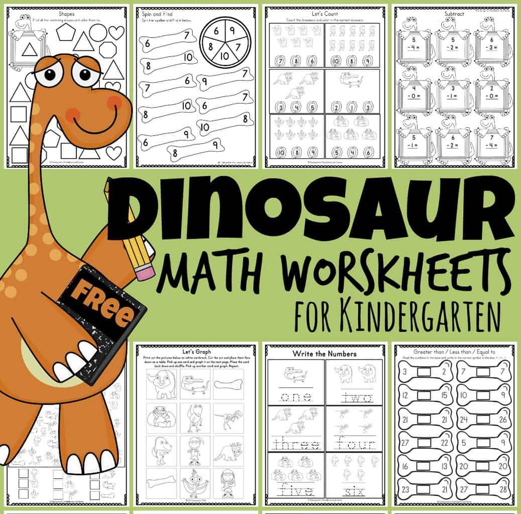 🦕 Free Kindergarten Dinosaur Math Worksheets with Free Dinosaur Math Printables
